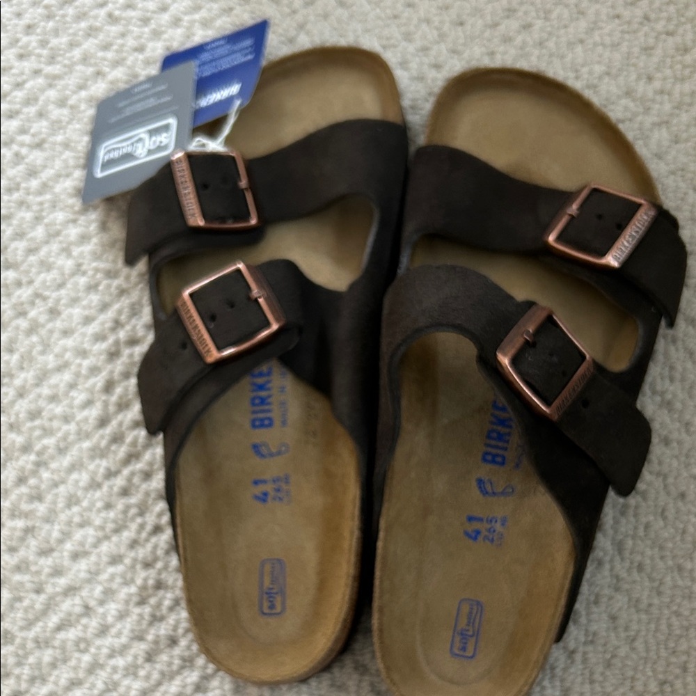 NWT Birkenstock Arizona Mocha Brown, size 41, regular width